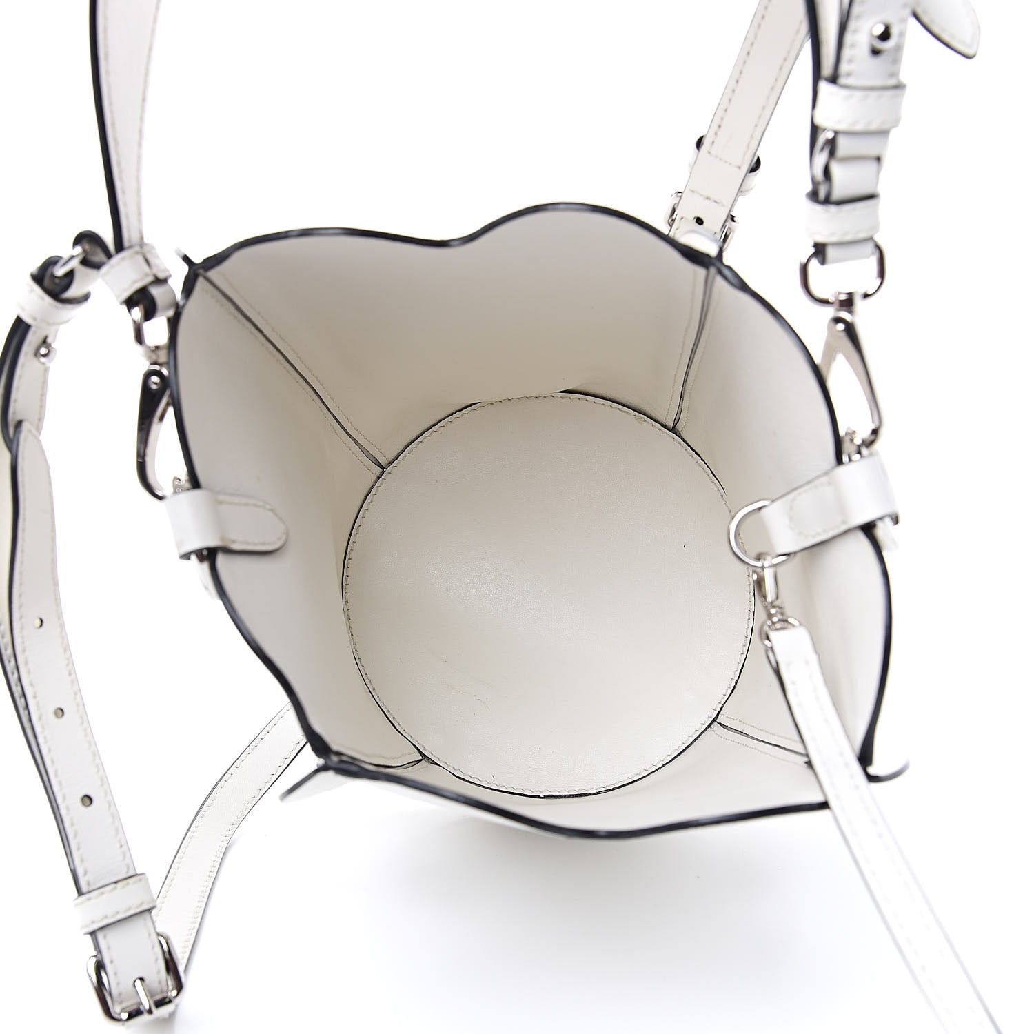 Miu Miu Calfskin Scalloped Bucket Bag White 6 of 14