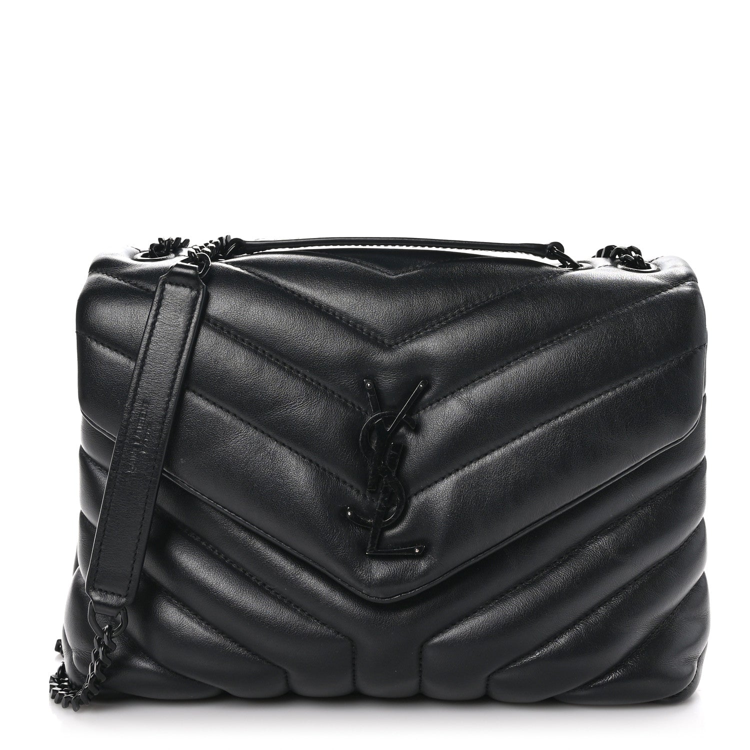 Saint Laurent Calfskin Y Quilted Monogram Monochrome Small Loulou Chain Satchel Black 1 of 13
