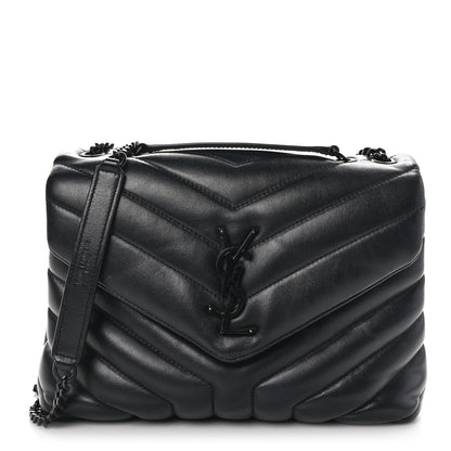 Saint Laurent Calfskin Y Quilted Monogram Monochrome Small Loulou Chain Satchel Black 1 of 13
