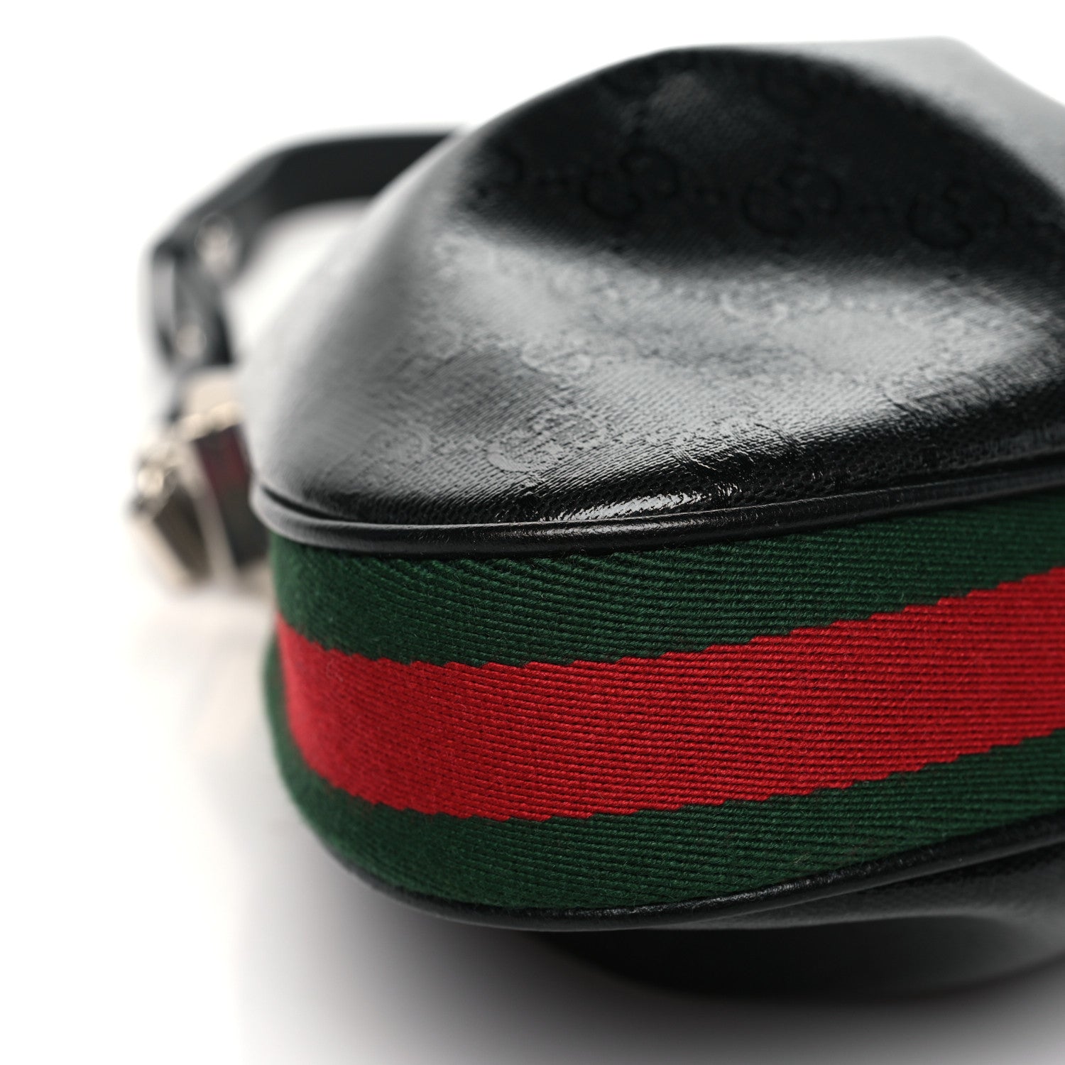 Gucci GG Supreme Monogram Textured Calfskin Web Small Attache Shoulder Bag Black 9 of 10