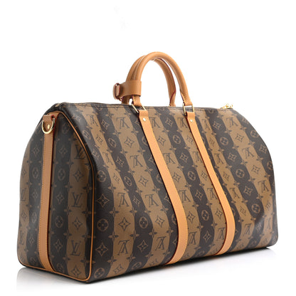 Louis Vuitton X NIGO Reverse Monogram Stripe Keepall Bandouliere 50 Brown 2 of 8