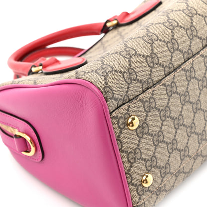 Gucci GG Supreme Monogram Moon Calfskin Small Boston Beige Ebony Hibiscus Red New Rosette 12 of 12