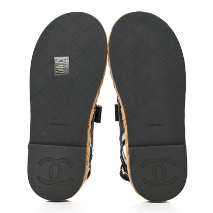 Chanel Mesh Patent Calfskin Velcro Dad Sandals 36.5 Black 5 of 9