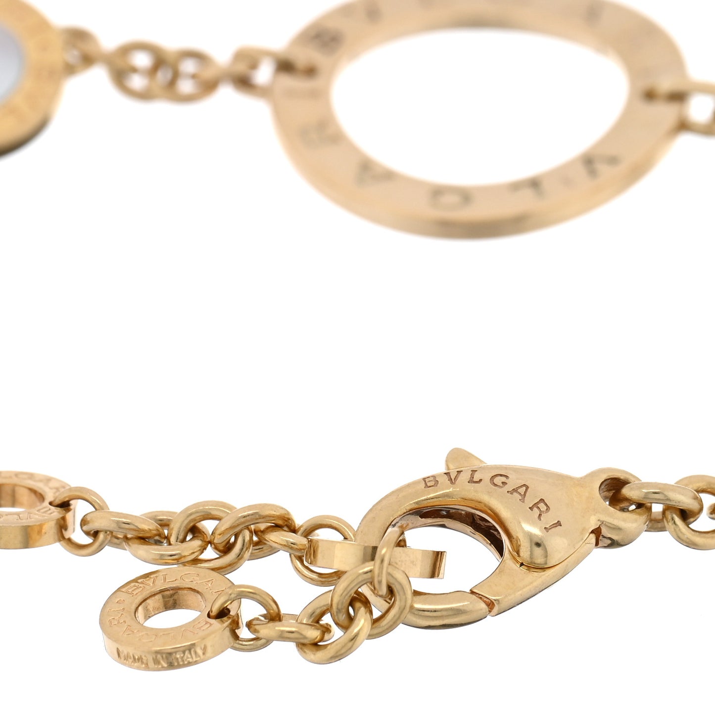 18K Yellow Gold Mother of Pearl Signature Chain Bracelet
