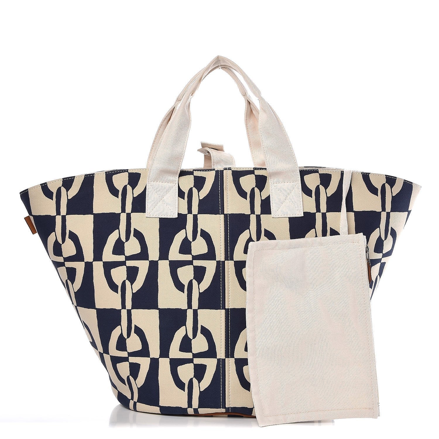 Hermes Canvas Chain De Ancre Beach Tote Navy 3 of 15