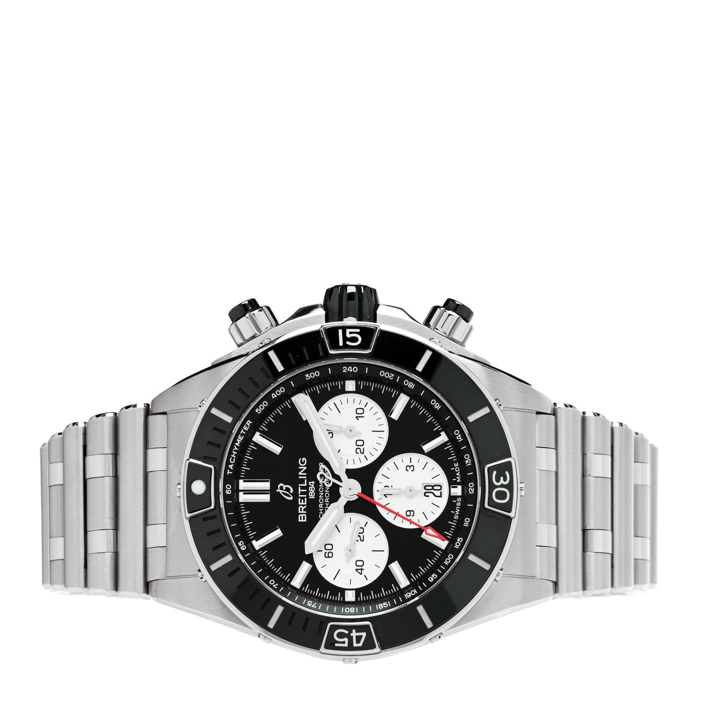 Stainless Steel 44mm Super Chronomat Automatic Watch Black AB0136