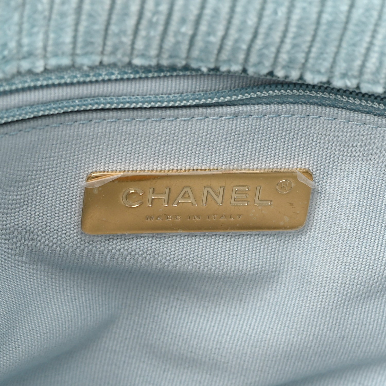 Chanel Corduroy Quilted Medium Chanel 19 Flap Light Blue 5 of 10