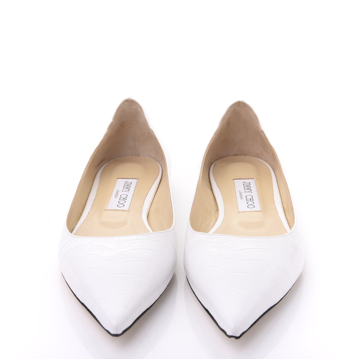 Jimmy Choo Calfskin Crocodile Embossed Love Flats 40 Latte 2 of 8