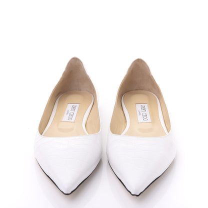 Jimmy Choo Calfskin Crocodile Embossed Love Flats 40 Latte 2 of 8