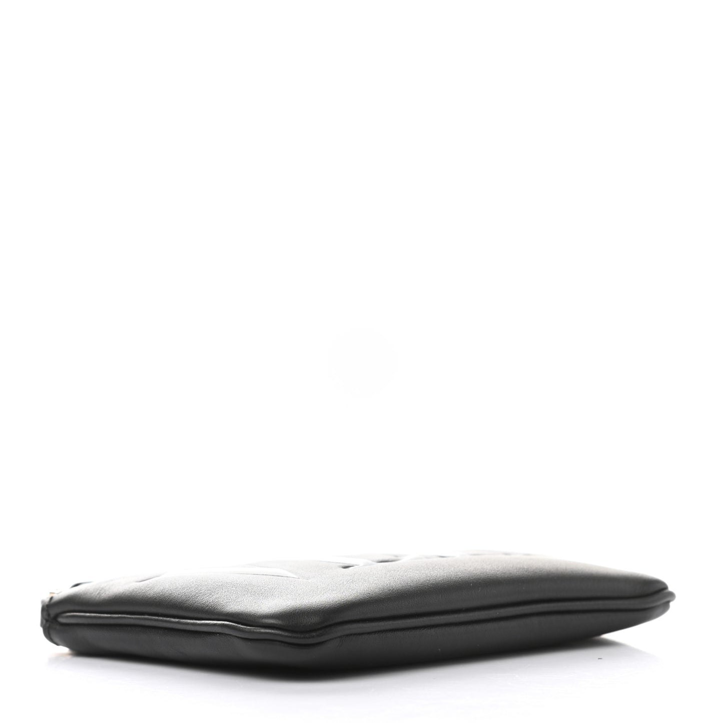 Calfskin VLTN Zip Pouch Black White