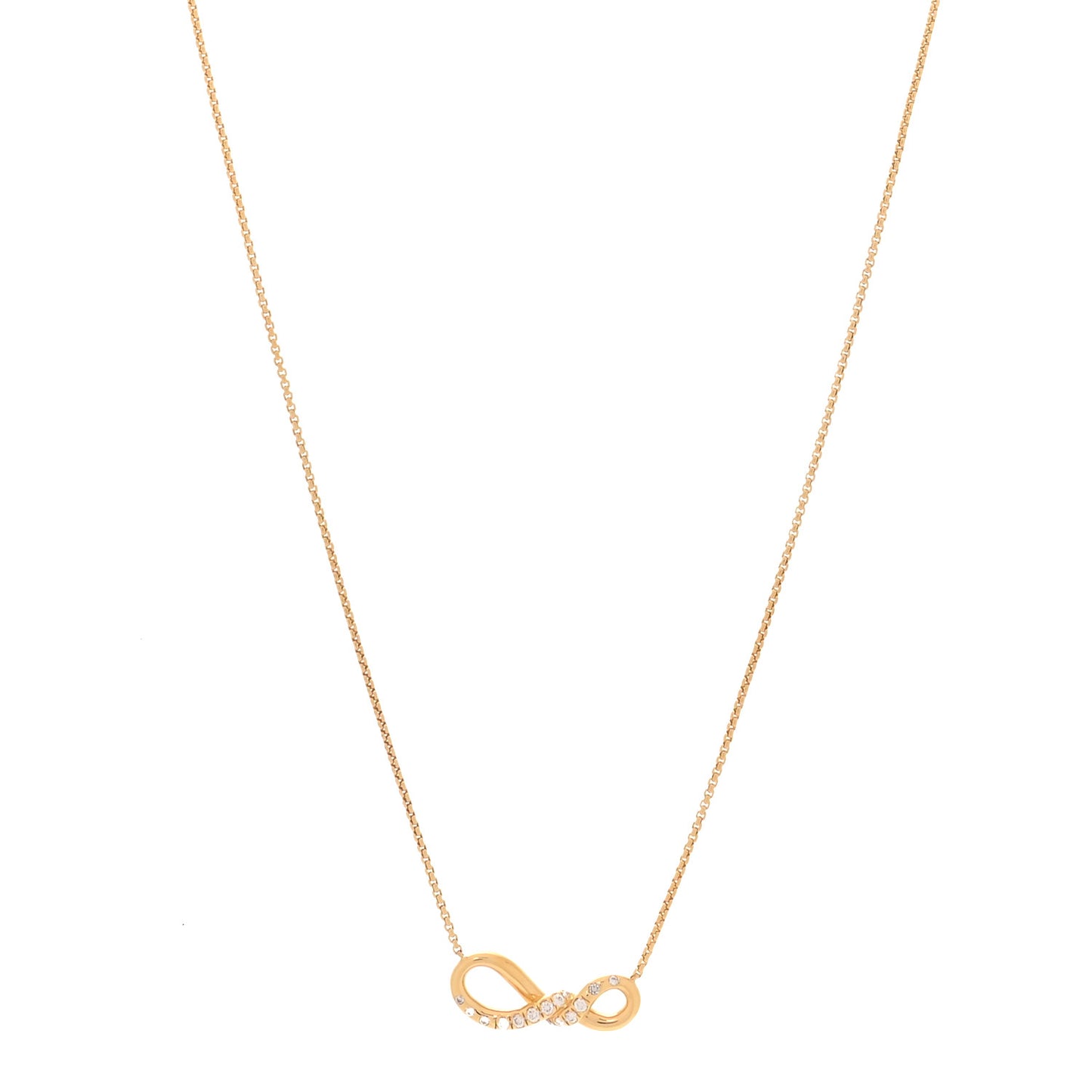 18K Yellow Gold Diamond Infinity Twist Pendant Necklace