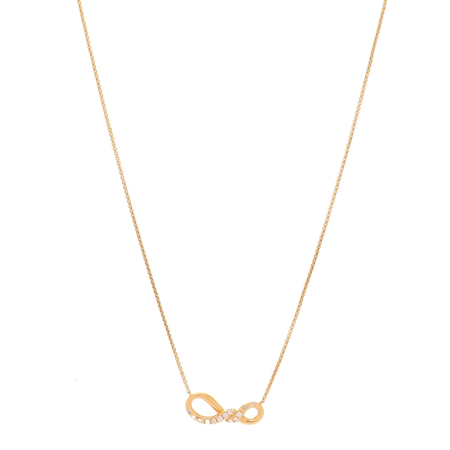 David Yurman 18K Yellow Gold Diamond Infinity Twist Pendant Necklace 1 of 5