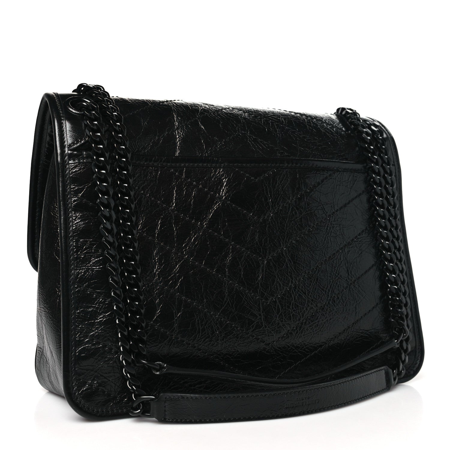 Saint Laurent Crinkled Calfskin Matelasse Monogram Medium Niki Chain Satchel Black 3 of 10