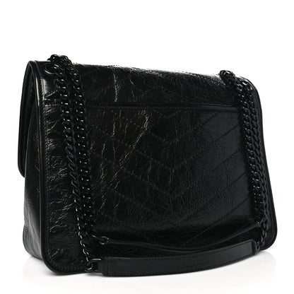 Saint Laurent Crinkled Calfskin Matelasse Monogram Medium Niki Chain Satchel Black 3 of 10