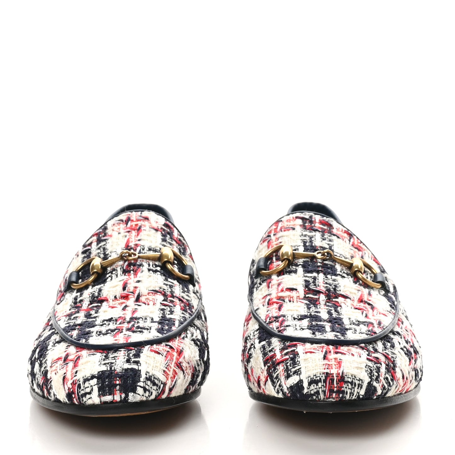 Tweed Check Horsebit Womens Jordaan Loafers 36.5 Gardenia Ink Blue Agata