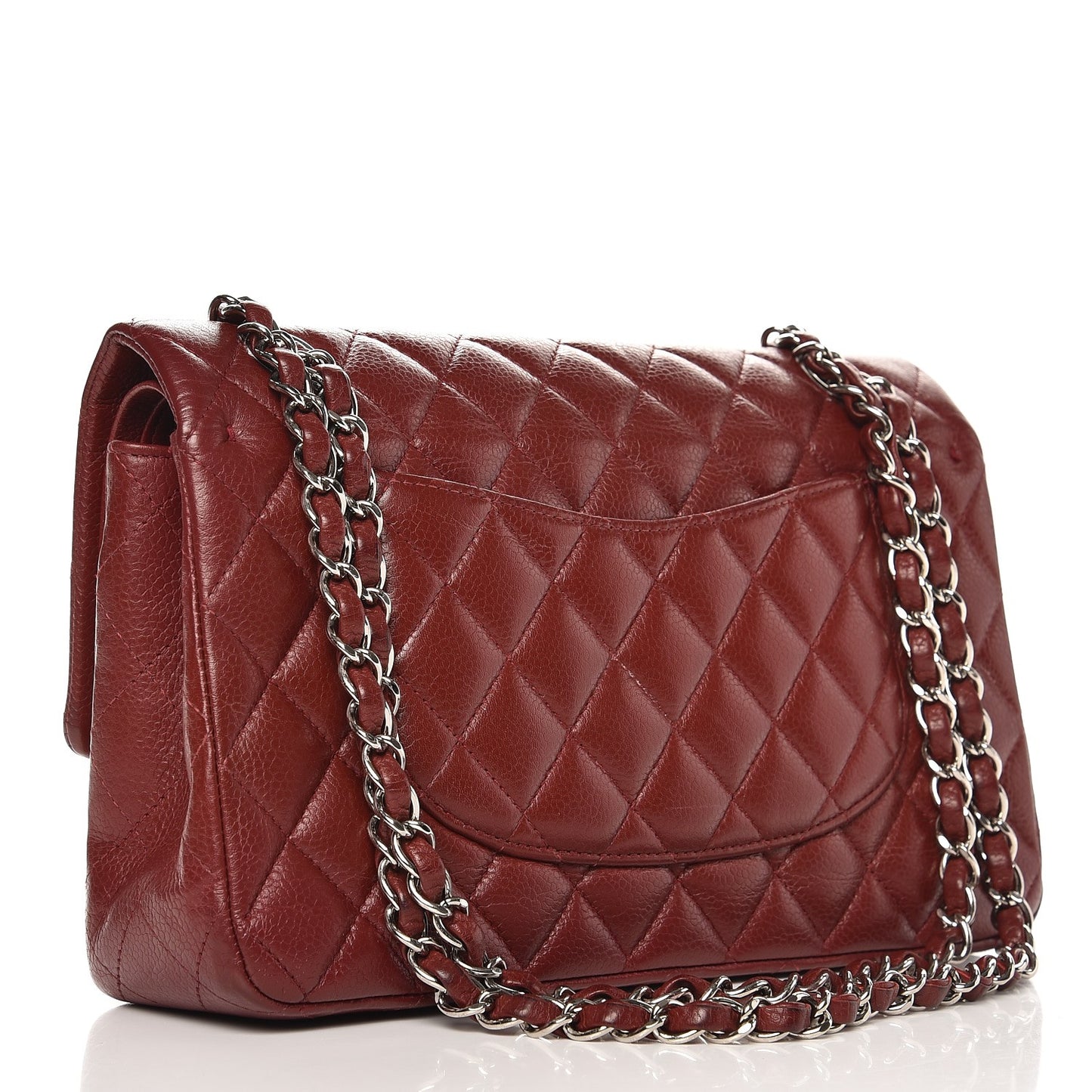 Caviar Quilted Medium Double Flap Dark Red