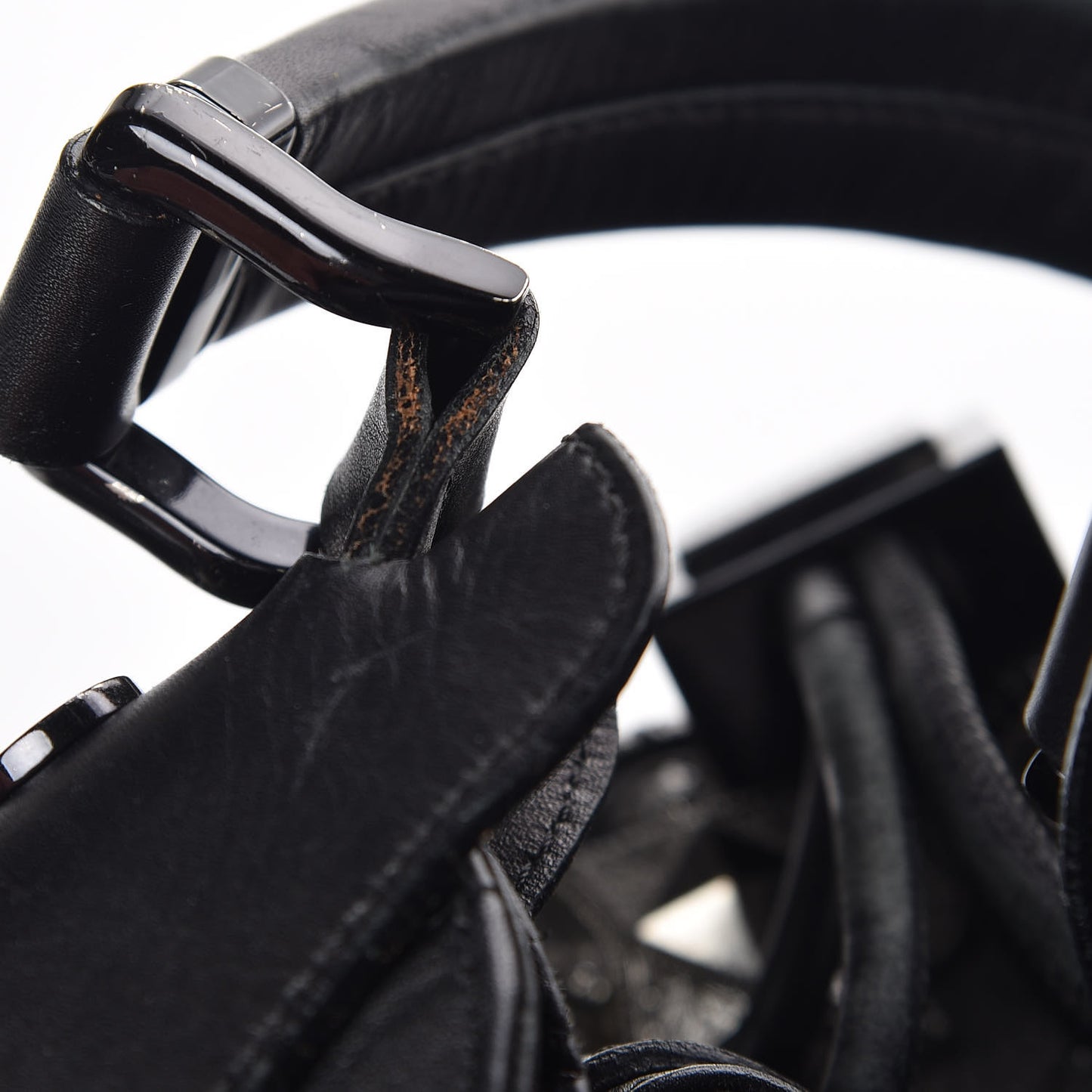 Calfskin Mason Warrior Studded Hobo Black