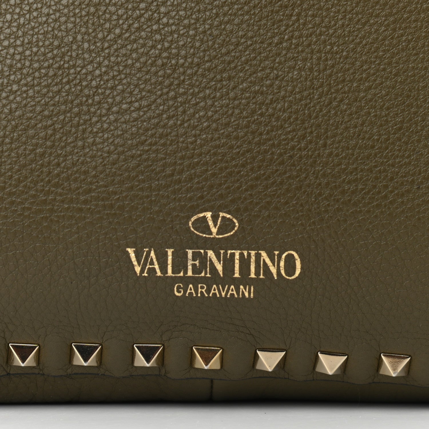 Valentino Garavani Grained Calfskin Medium Rockstud Reversible Tote Army Green Pink 11 of 16