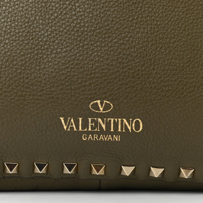 Valentino Garavani Grained Calfskin Medium Rockstud Reversible Tote Army Green Pink 11 of 16
