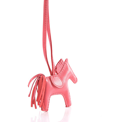 Hermes Milo Lambskin Grigri Rodeo Horse Bag Charm PM Rose Azalee 2 of 6