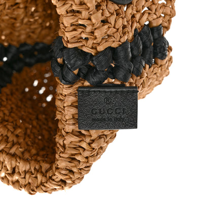 Gucci Raffia Effect Large GG Marmont Shoulder Tote Bag Natural Black 4 of 10