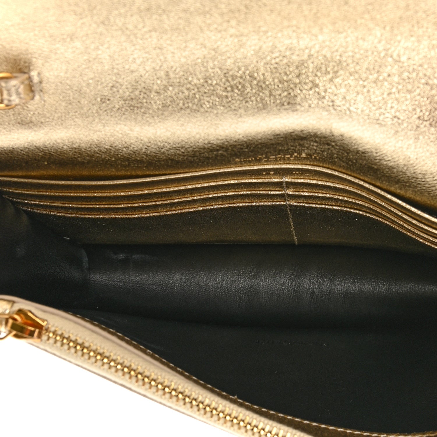 Saint Laurent Metallic Calfskin Monogram Envelope Chain Wallet Gold 5 of 16