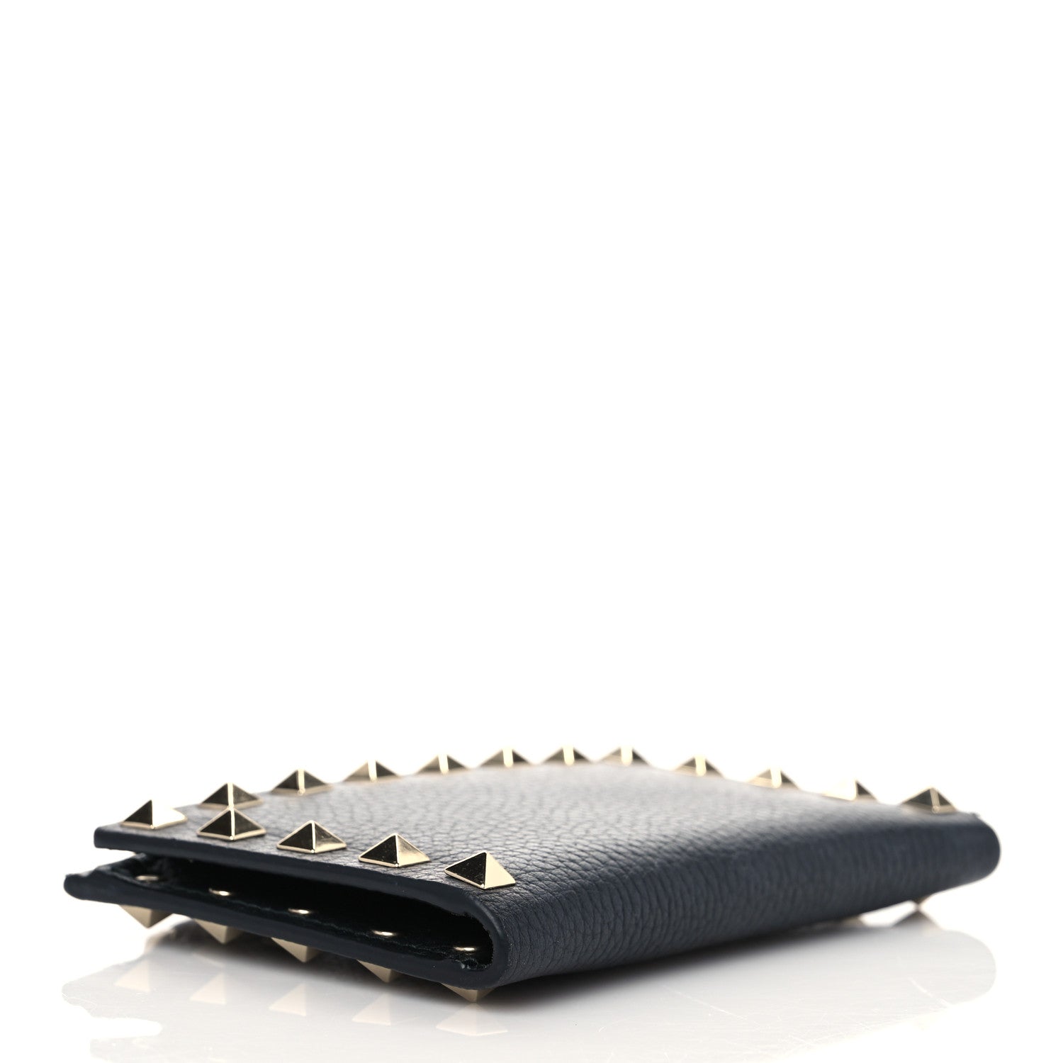 Valentino Garavani Grainy Calfskin Rockstud Coin Purse Card Holder Black 4 of 6
