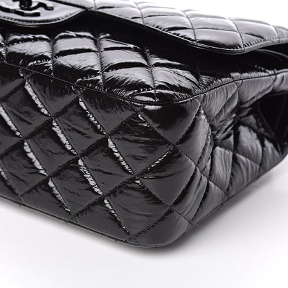 Chanel Shiny Distressed Calfskin Quilted Jumbo Double Flap So Black 9 of 10