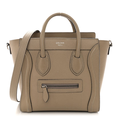Celine Drummed Calfskin Nano Luggage Dune 1 of 16