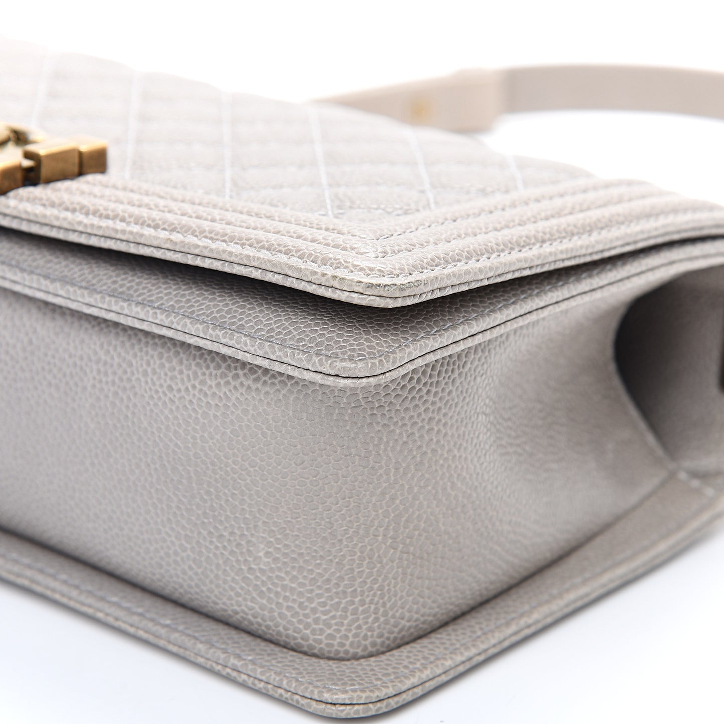 Caviar Quilted Medium Boy Flap Taupe