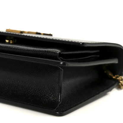 Saint Laurent Coated Bark Calfskin Sunset Chain Wallet  Black 10 of 10