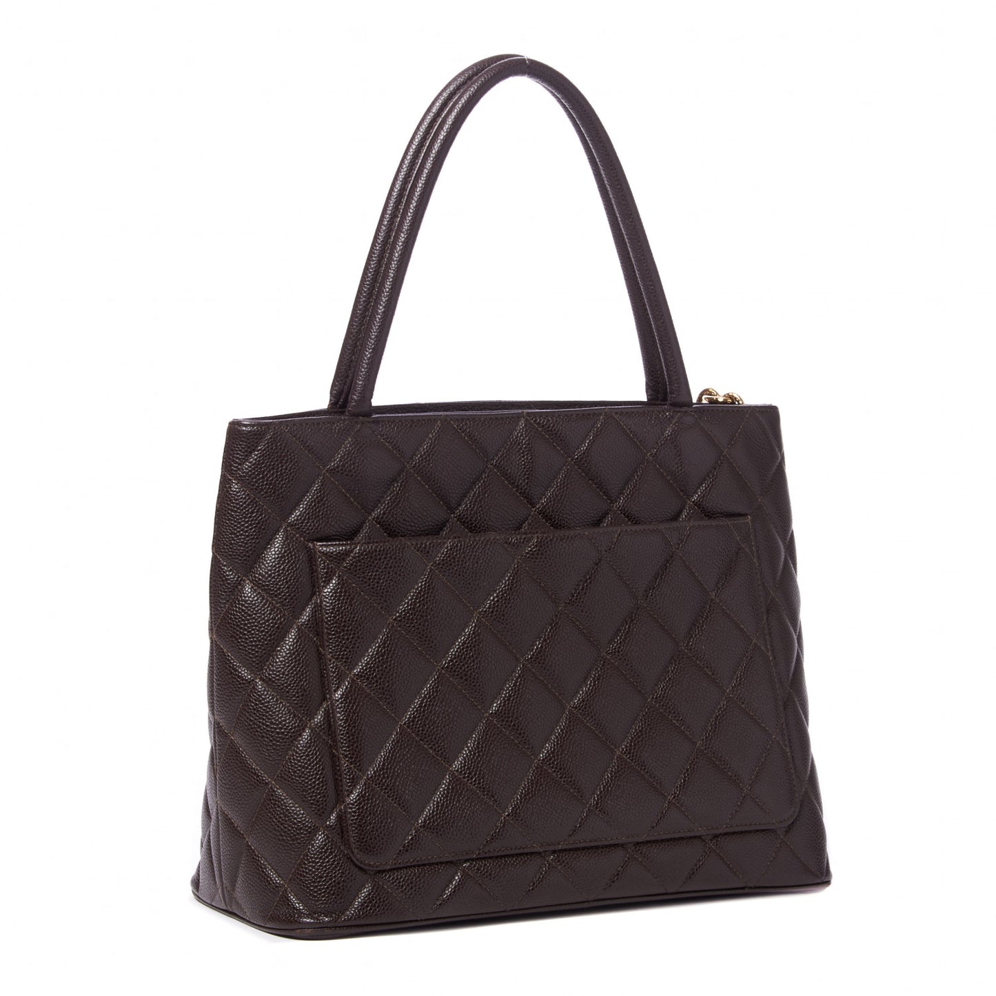 Caviar Quilted Medallion Tote Dark Brown