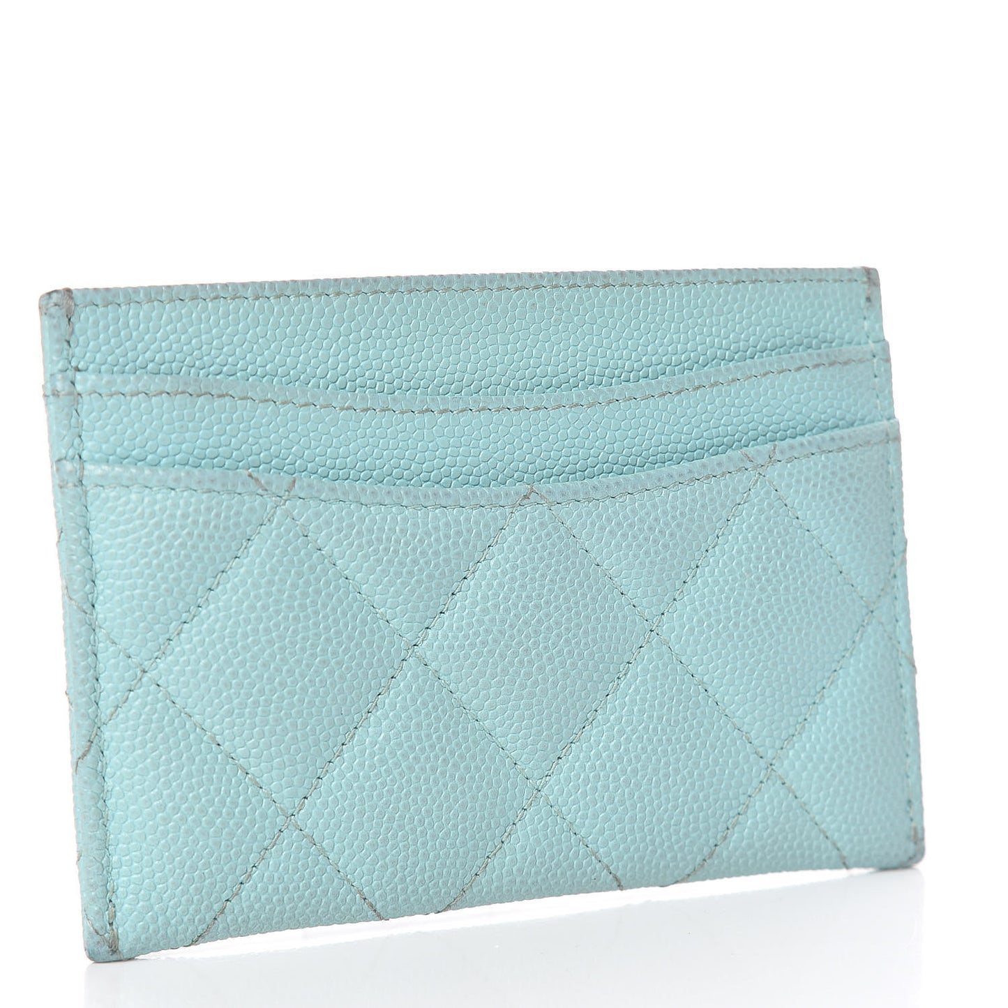 Caviar Quilted Card Holder Light Blue