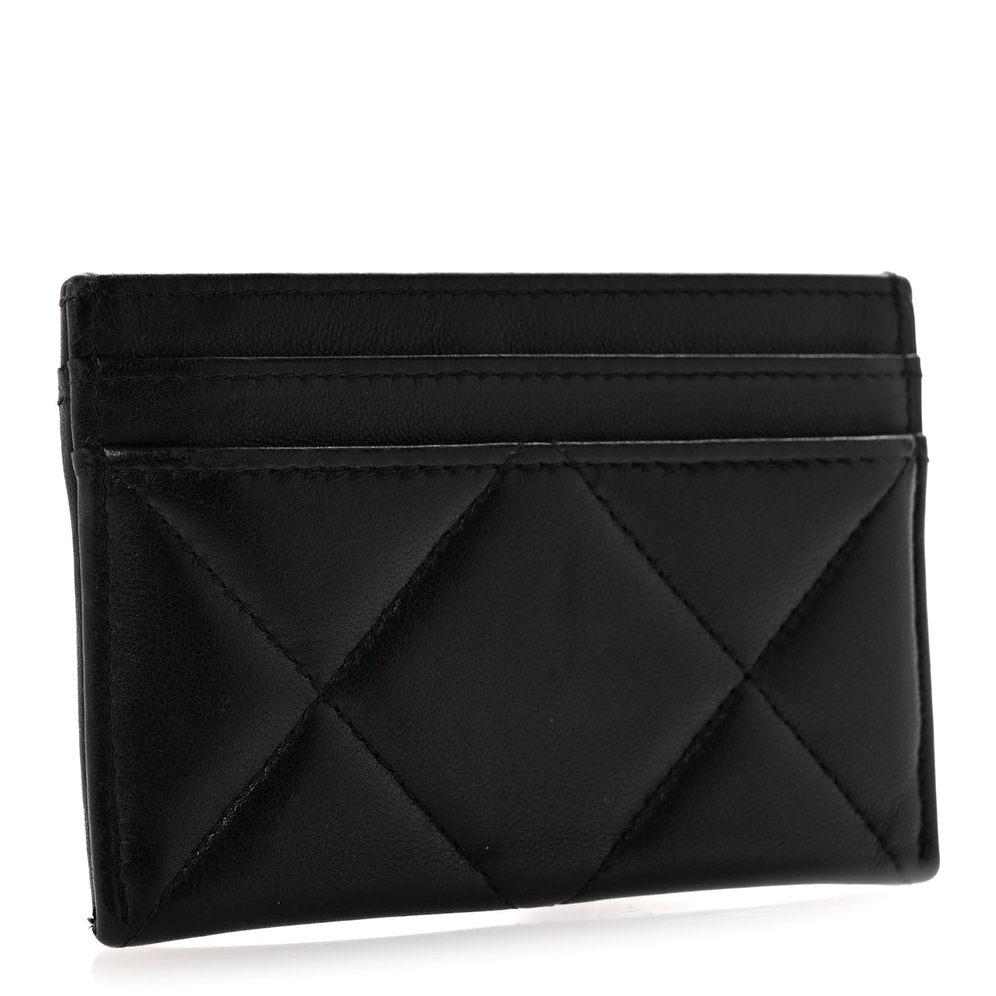 Lambskin Quilted Chanel 19 Card Holder Black