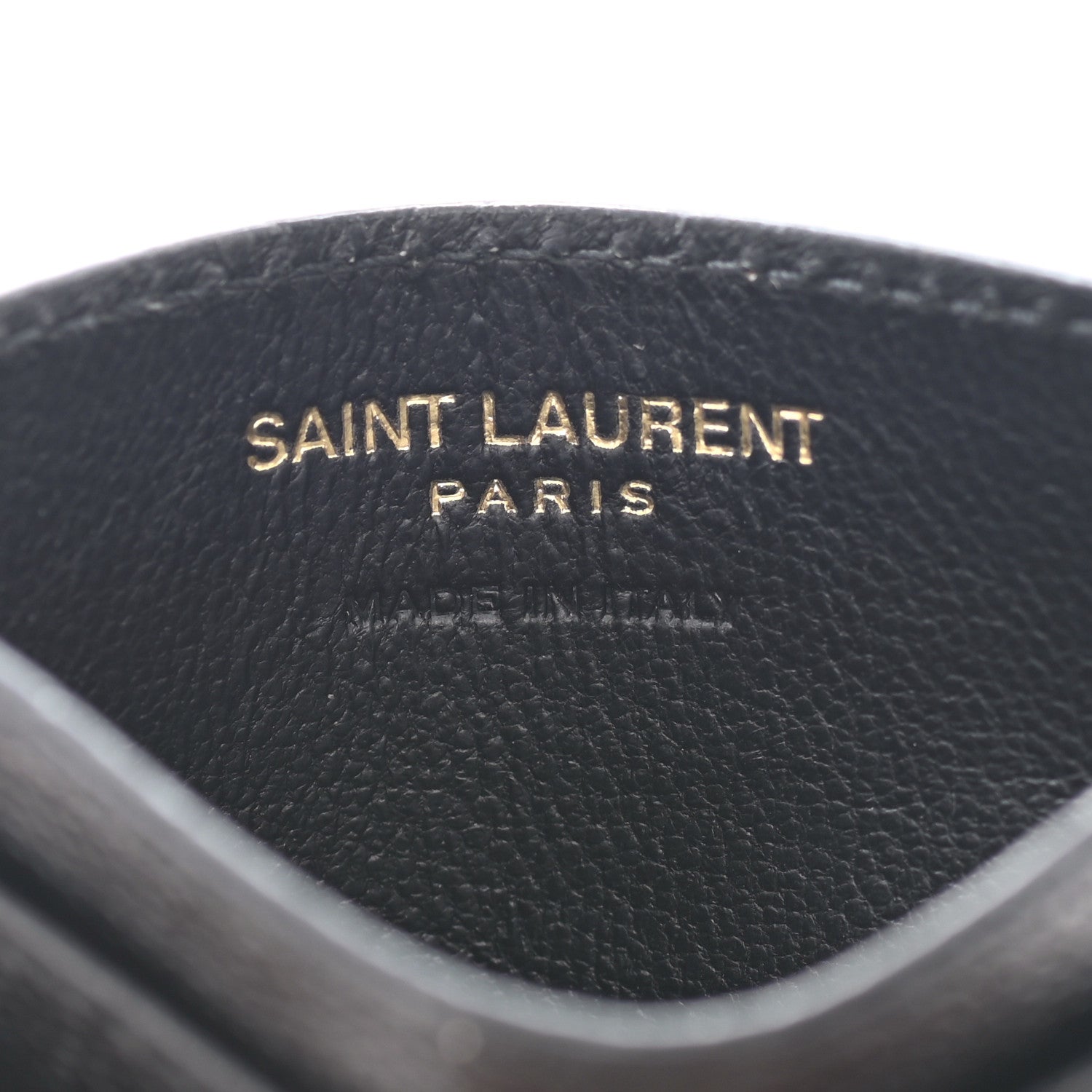 Saint Laurent Grain De Poudre Matelasse Chevron Monogram Credit Card Case Black 5 of 6