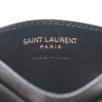 Saint Laurent Grain De Poudre Matelasse Chevron Monogram Credit Card Case Black 5 of 6