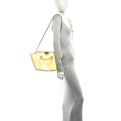 Valentino Garavani Patent Small Rockstud Double Handle Tote Ivory 2 of 9