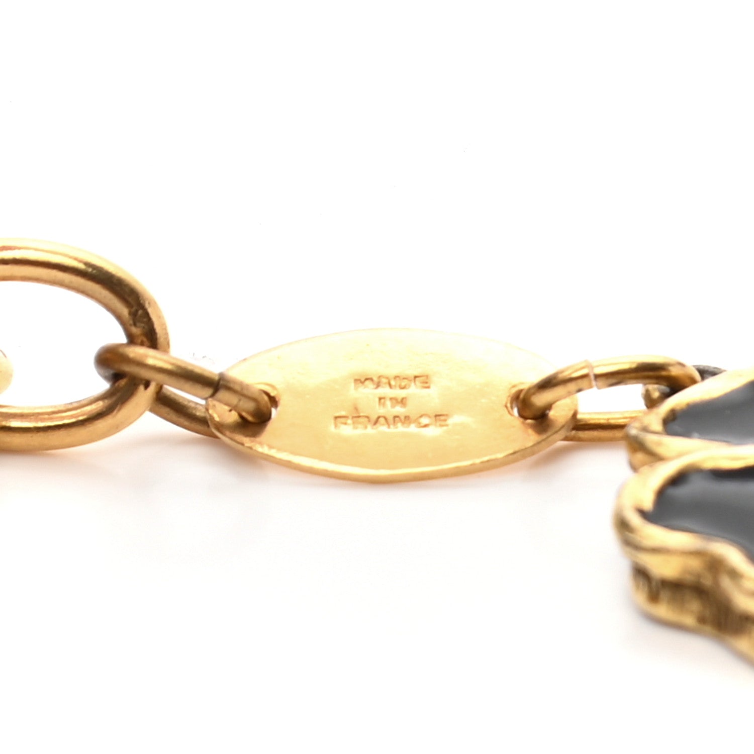 Chanel Metal Chain Clover CC Belt Gold Black 5 of 5