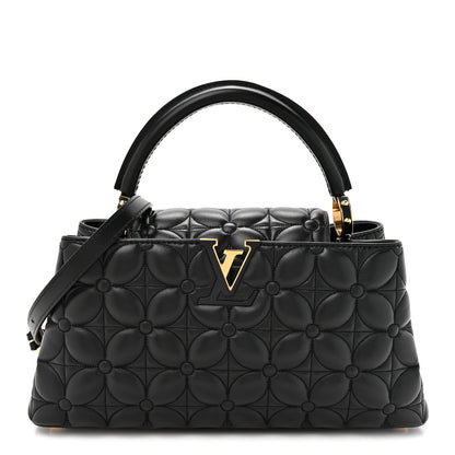 Louis Vuitton Lambskin Quilted Flower Capucines East West MM Black 1 of 12