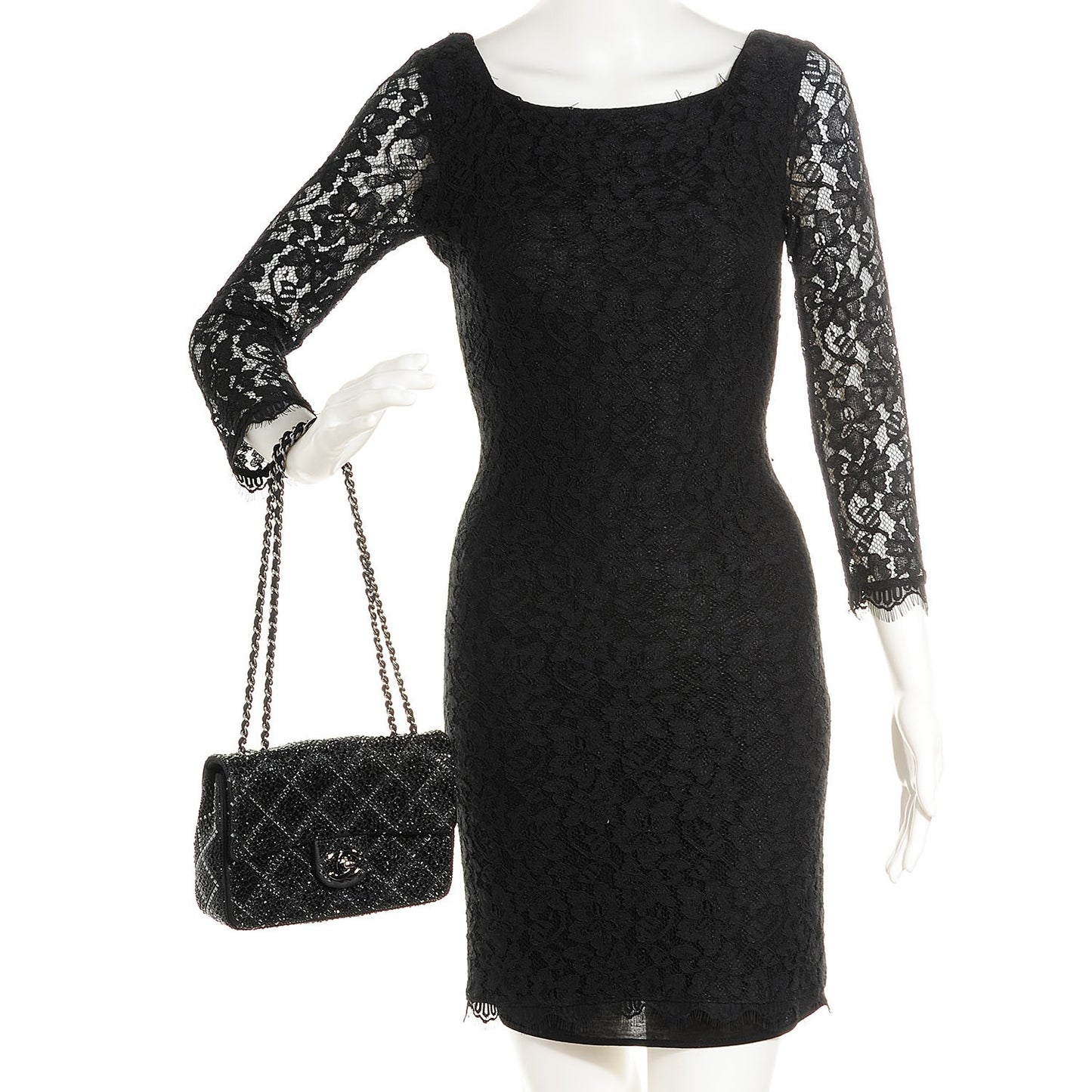 Strass Small Single Flap Black