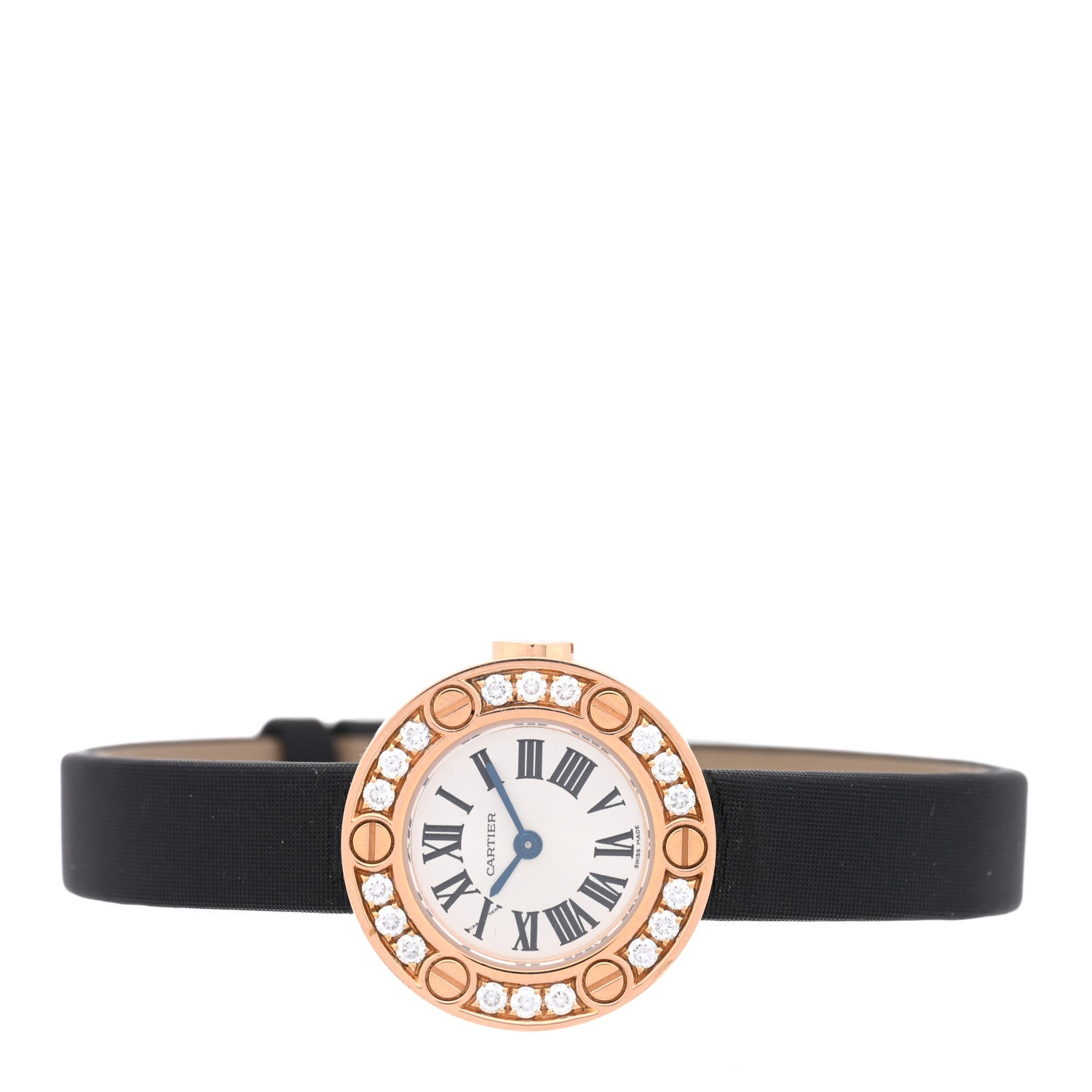Cartier 18K Pink Gold Satin Diamond 23mm LOVE Quartz Watch Black 2 of 4