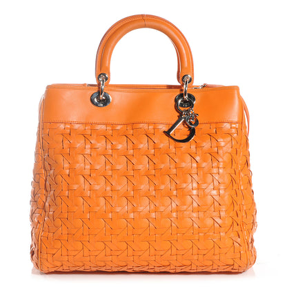 Christian Dior Woven Lady Dior Avenue Tote Orange 1 of 8