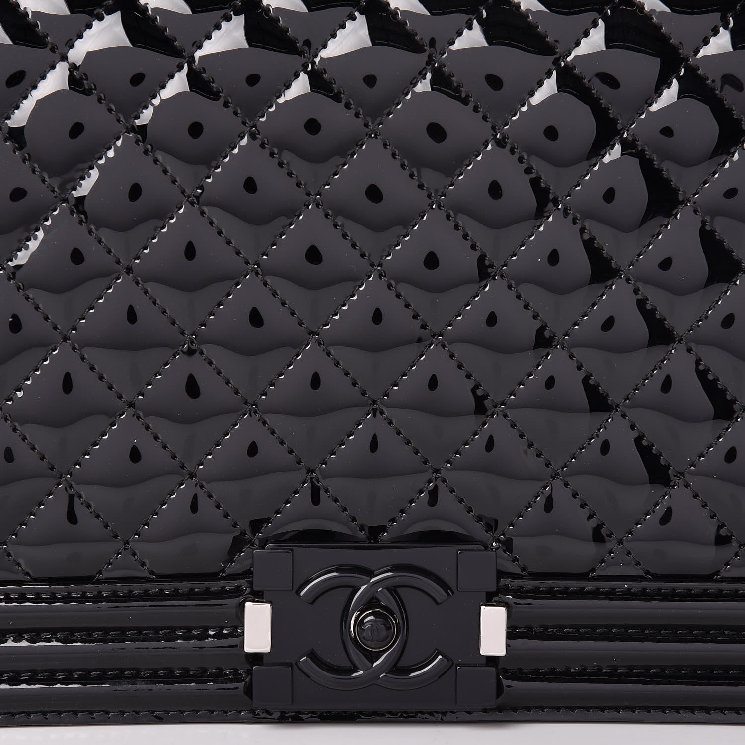 Chanel Patent Calfskin Quilted New Medium Plexiglass Boy Flap Black 8 of 12