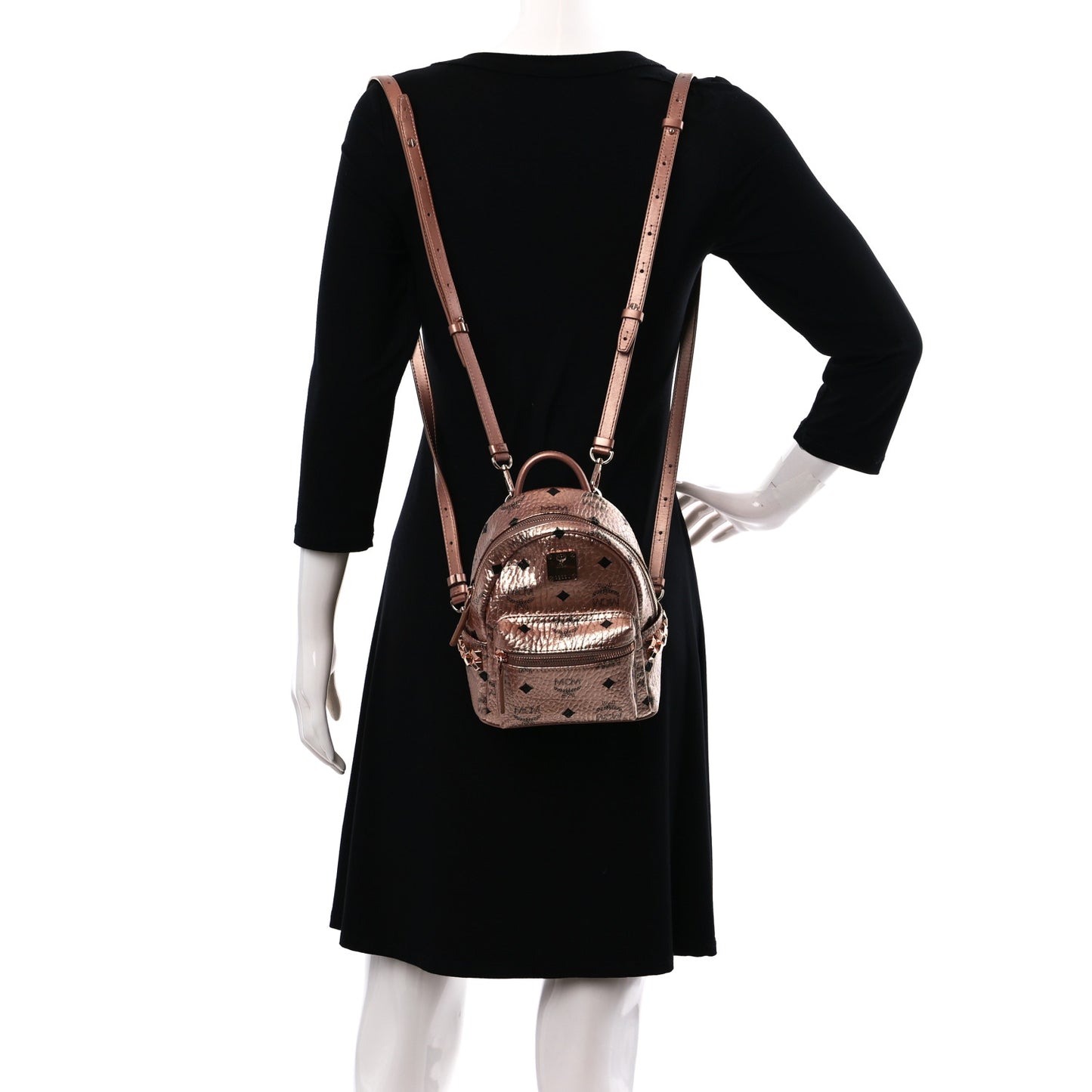 Metallic Visetos Studded X-Mini Bebe Boo Backpack Champagne Gold