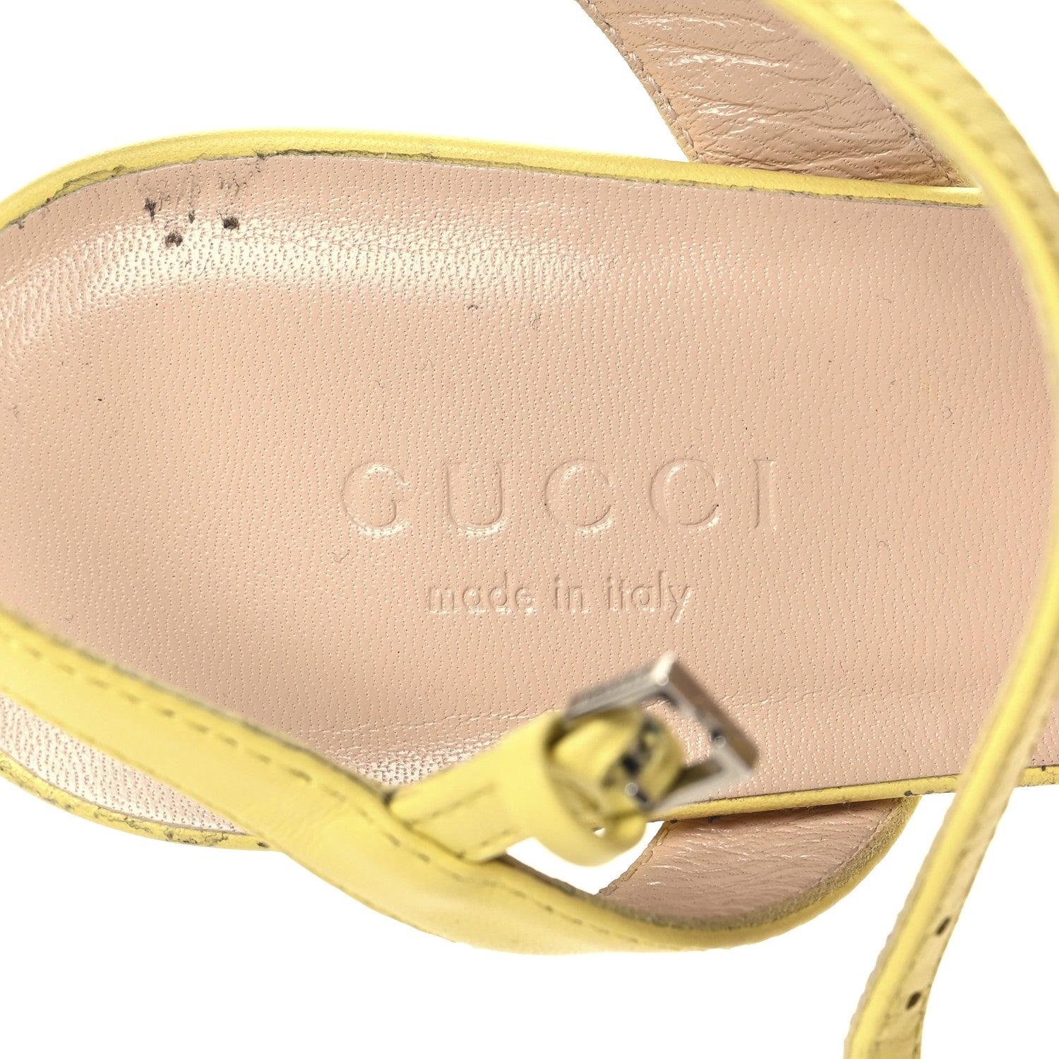 25cm レア　Gucci　パンプス　フラット　プリンストーン 黄色 Gucci Lifford Calfskin GG Marmont Ankle Wrap 75mm Sandals 35.5