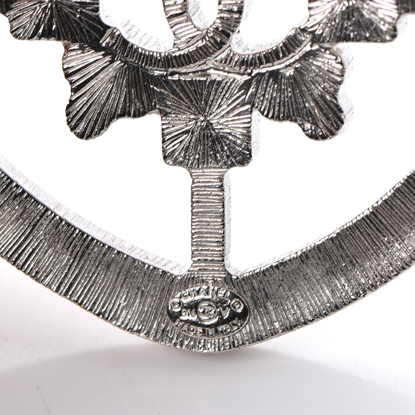Swarovski Baguette Crystal CC Shield Brooch Silver