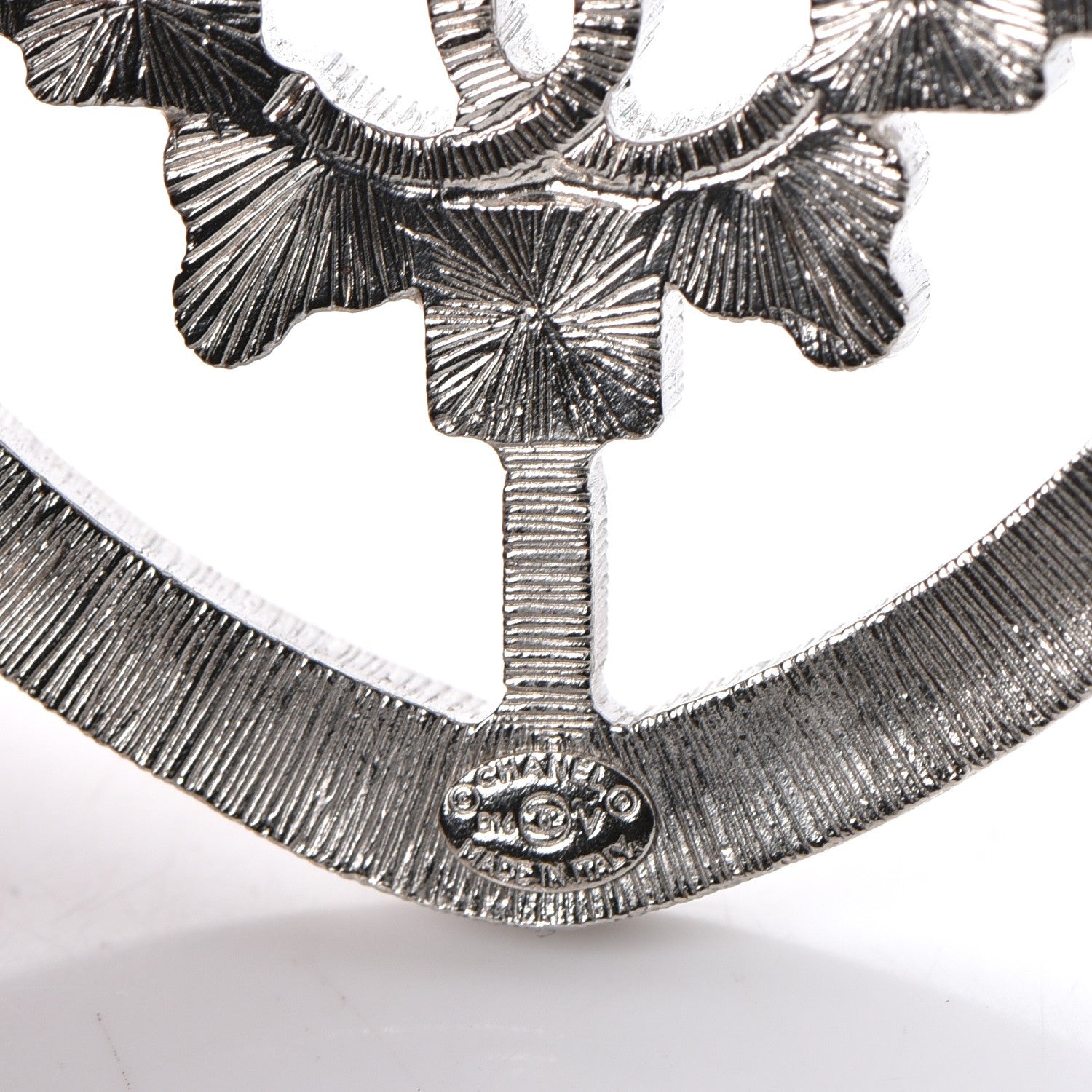 Chanel Swarovski Baguette Crystal CC Shield Brooch Silver 4 of 5