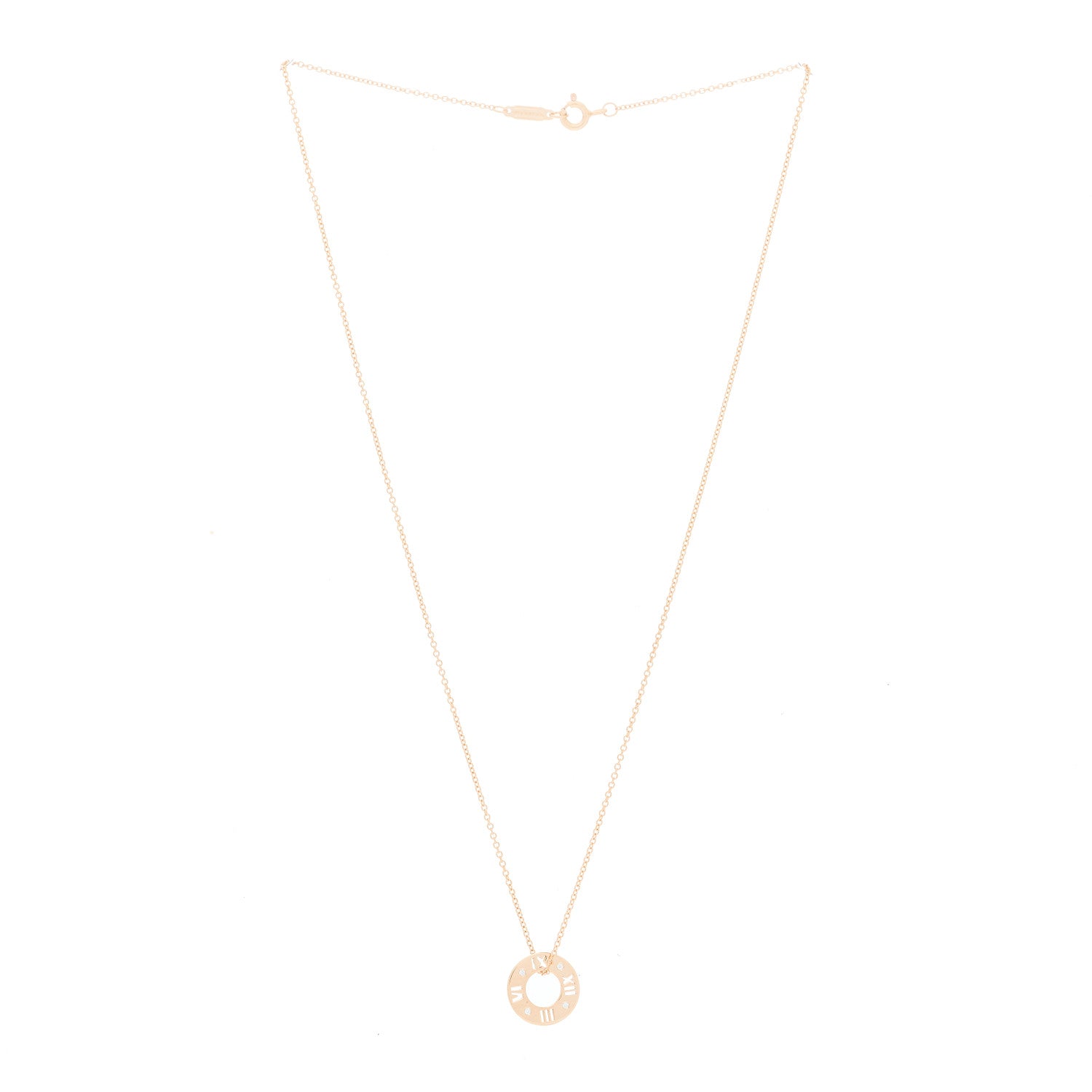 Tiffany 18K Rose Gold Diamond Atlas Pierced Pendant Necklace 2 of 5