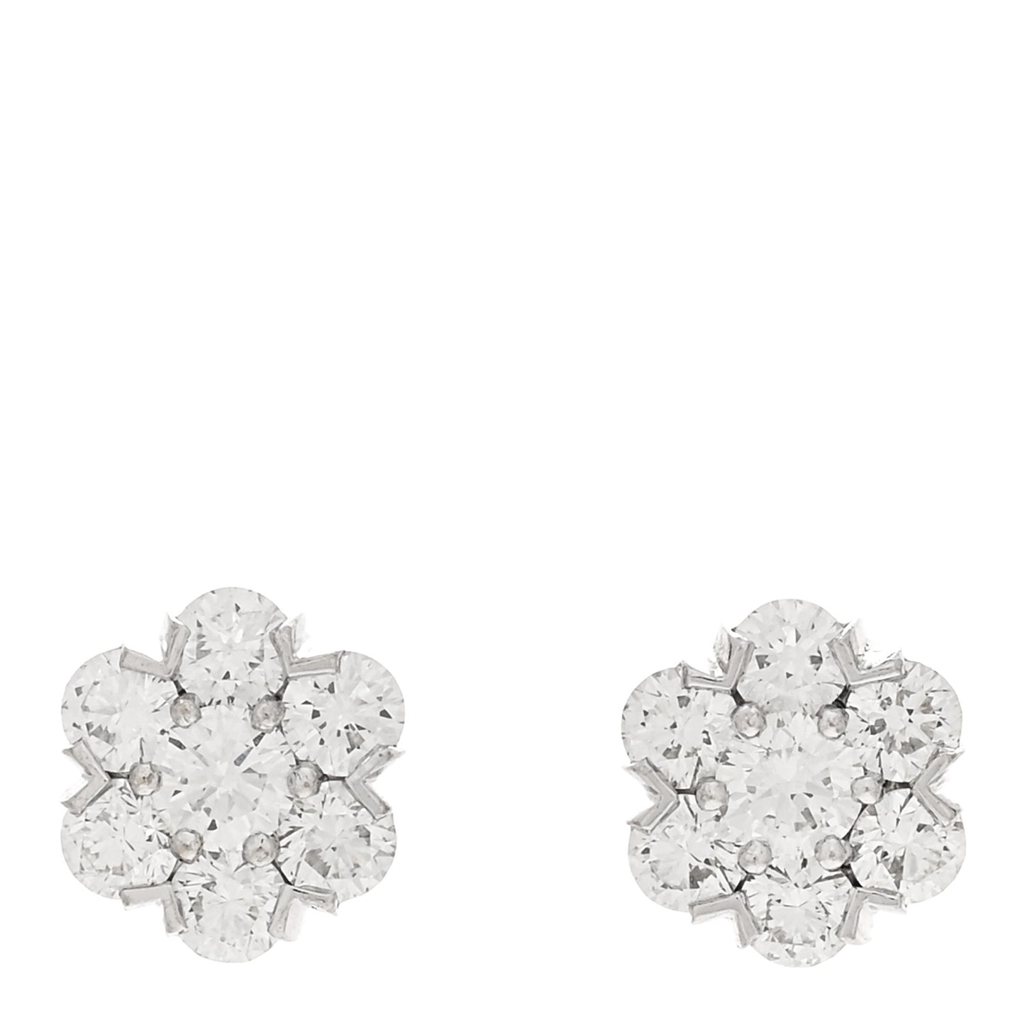 18K White Gold Diamond Fleurette Earrings