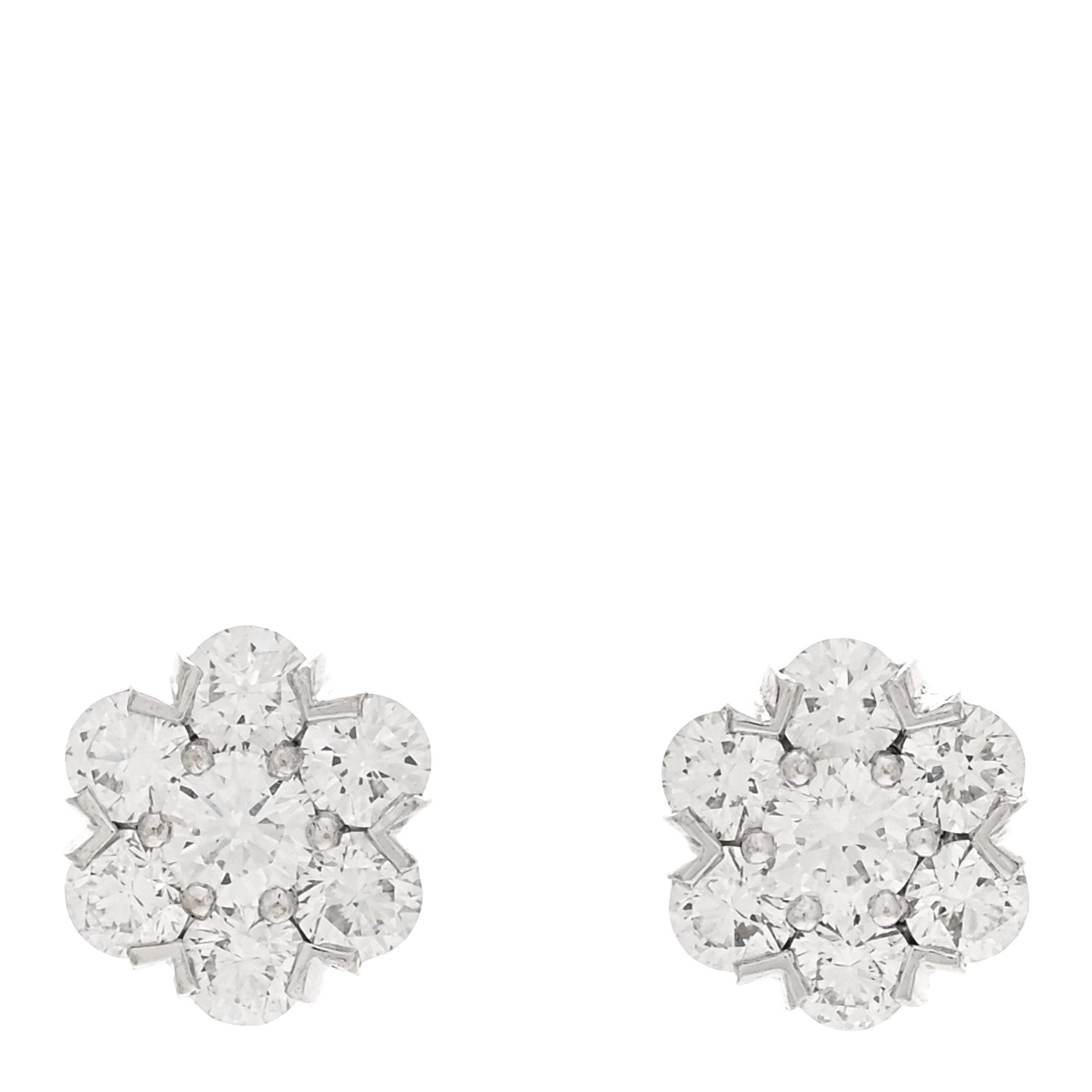 Van Cleef & Arpels 18K White Gold Diamond Fleurette Earrings 1 of 4